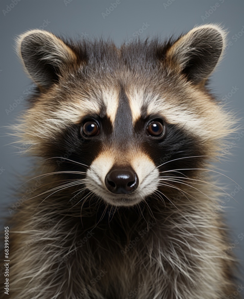 Captivating Portrait of a Raccoon in Stunning Monochrome Elegance Generative AI