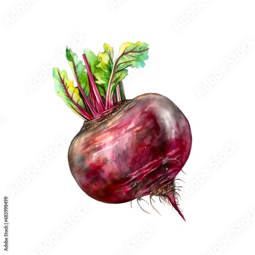 Watercolor illustration of a red root isolated on white background. photo
