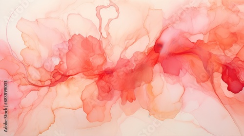 Ink abstract background painting using red and pastel tones