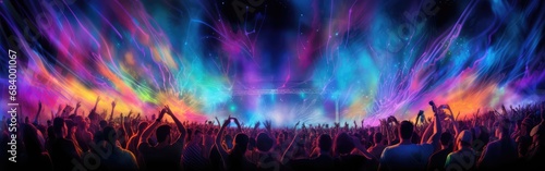 Wallpaper Mural Neon colors music festival full of people Torontodigital.ca