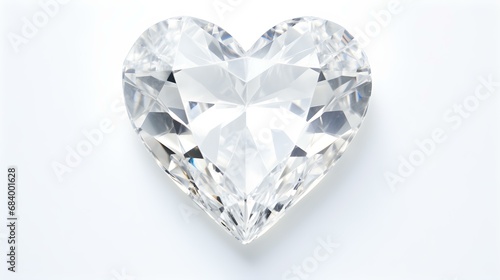 White Crystal Heart on White Background