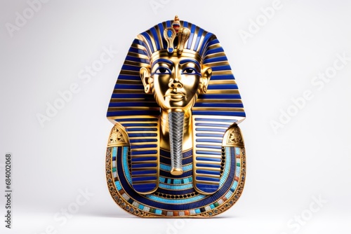Egyptian Pharaoh funerary mask isolated on white background. Golden Mask of Tutankhamun. Traditions and customs of ancient Egypt