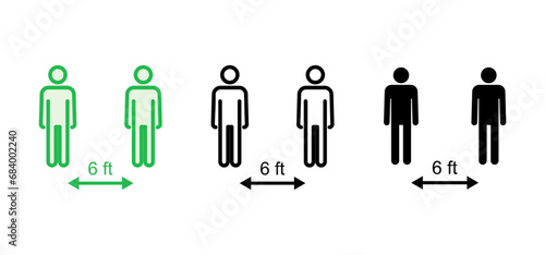 Social distance icon set. social distancing icon. self quarantine sign