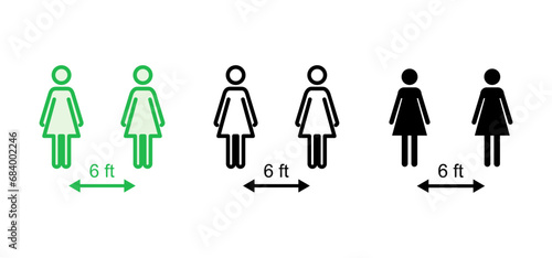 Social distancing icon set. social distance icon. self quarantine sign