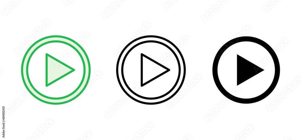 Play Icon set. Play button vector icon Play Icon set. Play button vector icon