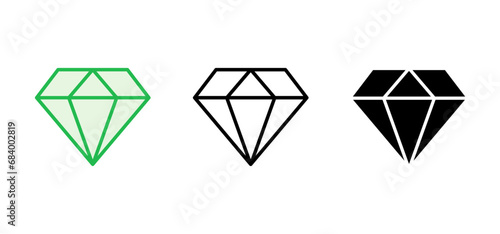 Diamond icon set. diamond gems vector icon.