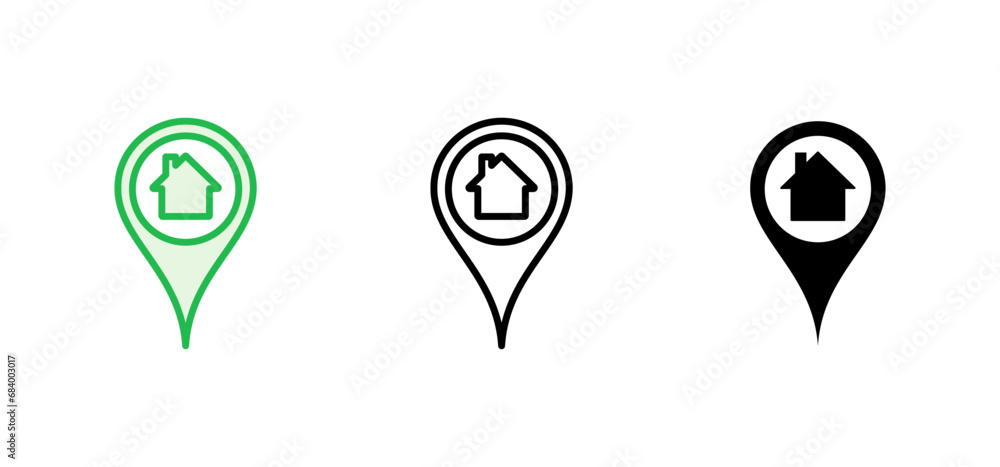 Address icon set. home location icon vector Address icon set. home location icon vector