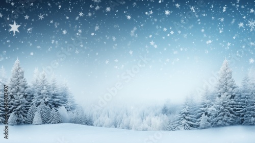  a tranquil winter forest scene with snow-dusted fir trees under a clear star-filled sky, creating a picturesque setting that embodies the stillness and beauty of the holiday season © DigitalArt