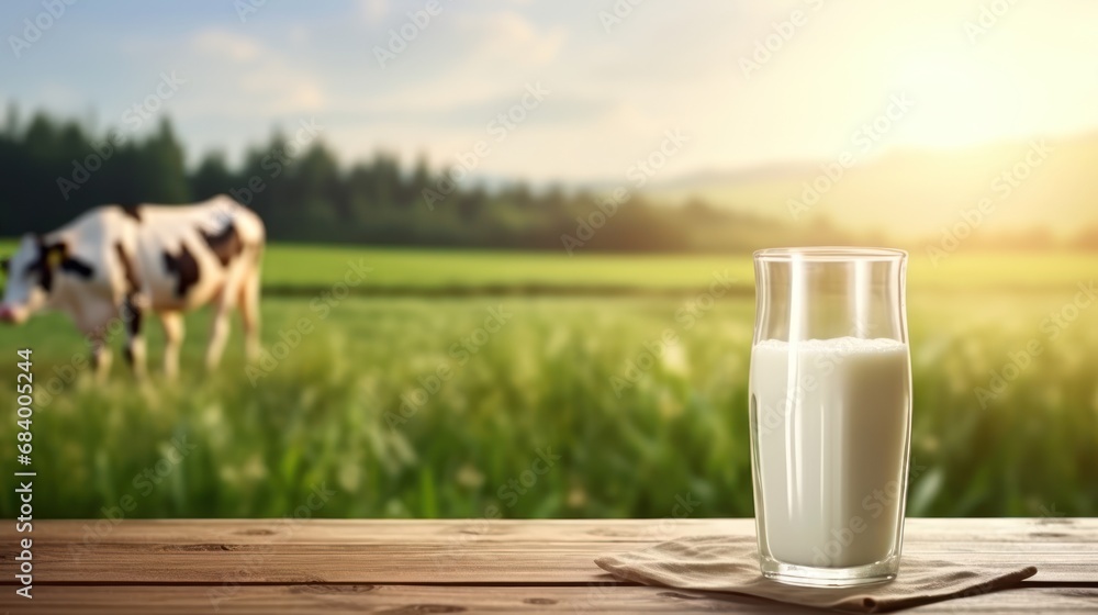 empty table table top with blur background of dairy cow farm, Advertisement, Print media, Illustration, Banner, for website, copy space, for word, template, presentation empty table table top with blur background of dairy cow farm, Advertisement, Print media, Illustration, Banner, for website, copy space, for word, template, presentation