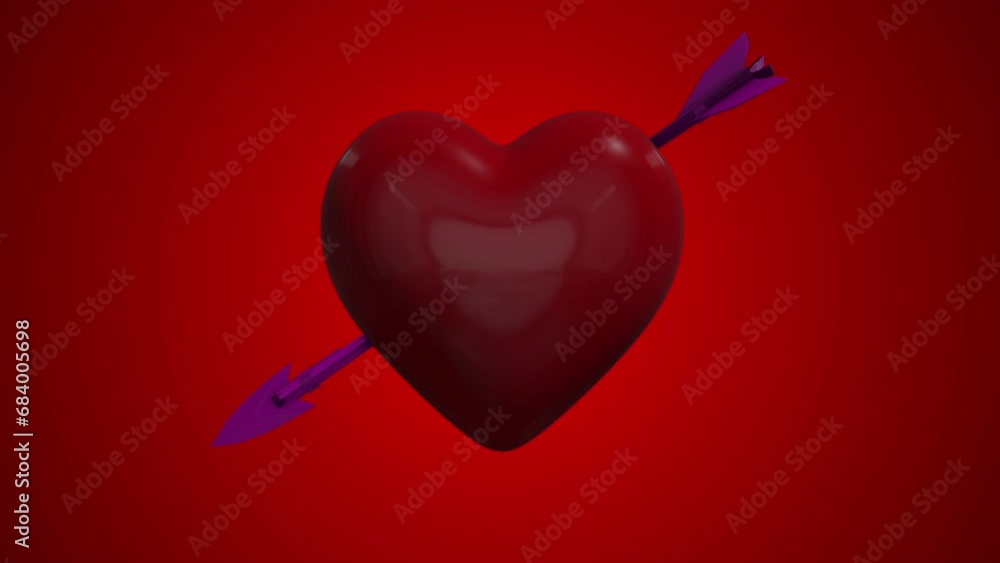 Heartbeat with arrow 3D animation love cardiology RED Heartbeat with arrow 3D animation love cardiology RED
