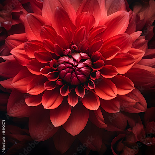 close up of a red flower with a lot of petals © fraudiana