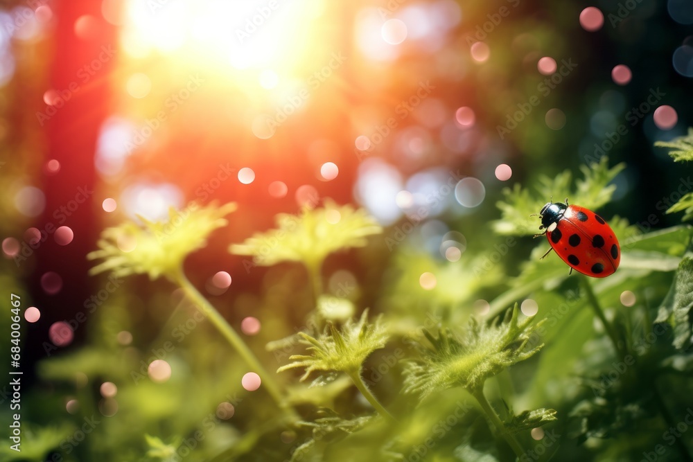 Nature's Ballet: A Young Ladybug Taking Flight Among Vibrant Blossoms Generative AI Nature's Ballet: A Young Ladybug Taking Flight Among Vibrant Blossoms Generative AI