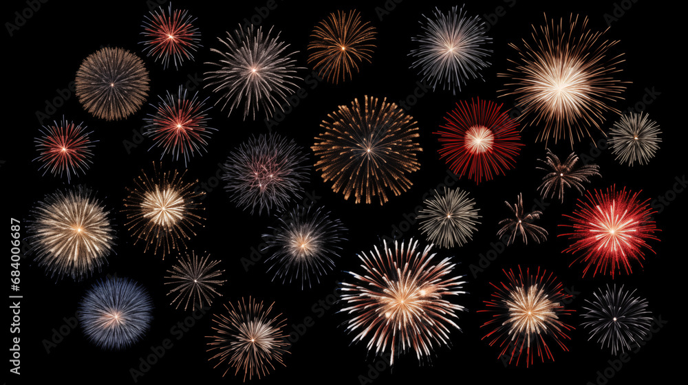 Fototapeta premium variety of fireworks on black