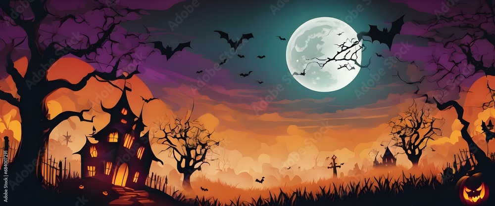 Holiday event halloween banner background concept