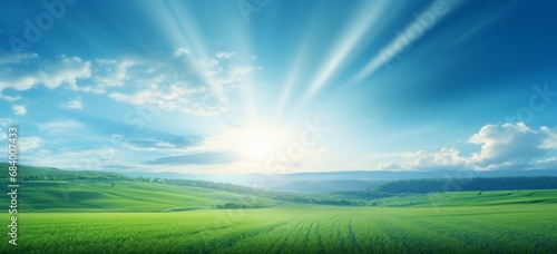 Emerald Meadows under Azure Sky  Nature s Unrivaled Splendor Unveiled Generative AI