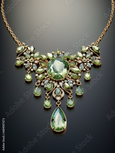 Stunning Green Amethyst Necklace Accented with Exquisite Gemstones - Luxury Jewelry Piece Generative AI photo