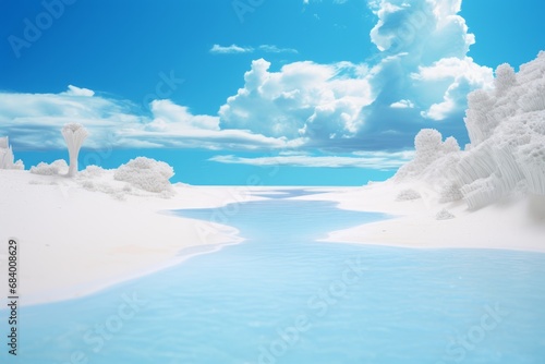 Basking in the Tropical Sunshine: An Unforgettable Journey through Pristine White Sands Generative AI © monsifdx