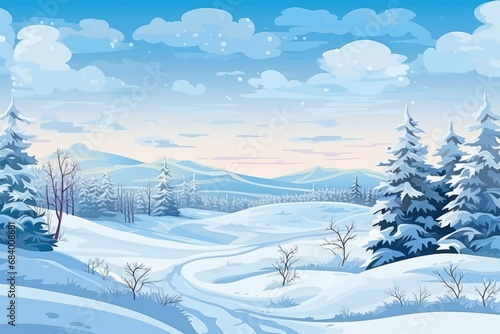 Unveiling the Frosty Magic: Winter Landscape in Dreamy Blues Generative AI