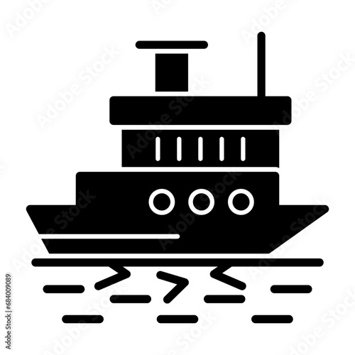 Icebreaker ship in action Icon