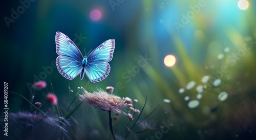 Captivating Moment: Exquisite Butterfly Resting on a Verdant Meadow Generative AI