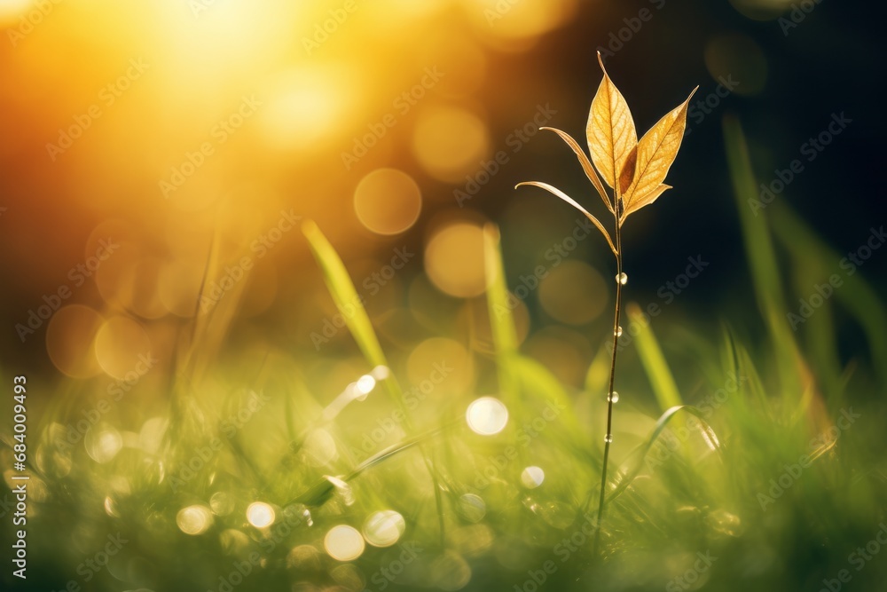 Obraz premium Radiant Sunshine Unveiling the True Beauty of an Autumn Leaf: An Inspiring Display of Nature's Colors Generative AI