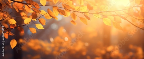 Magical Sunbeam through Autumn Leaves: Nature's Stunning Color Show Generative AI