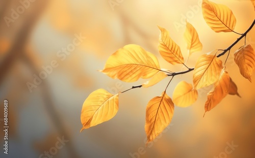 Vibrant Fall Foliage  The Unmatched Beauty of Autumn Leaves Against a Golden Backdrop Generative AI