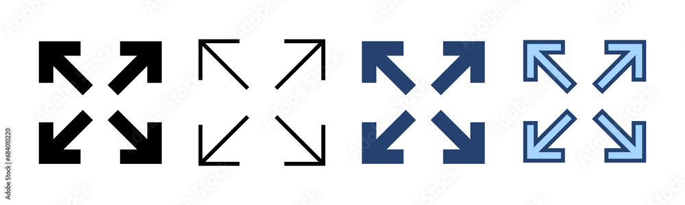 Fullscreen Icon vector. Expand to full screen sign and symbol. Arrows symbol Fullscreen Icon vector. Expand to full screen sign and symbol. Arrows symbol