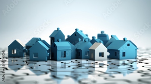 House made of puzzle pieces. Property investment and house mortgage financial real estate concept