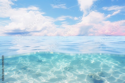 Exquisite Panorama: Azure Ocean meets Sky - Pure Tranquility Awaits! Generative AI © monsifdx