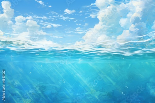 Unveiling Paradise: Stunning Clear Ocean Waters under the Azure Sky Generative AI