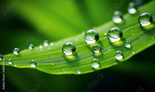 Unveiling Nature's Beauty: A Single Dewdrop on a Vibrant Green Leaf Generative AI