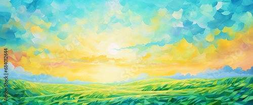 Stunning Sunlit Meadows: Experience the Mesmerizing Blend of Sky and Grasslands Generative AI