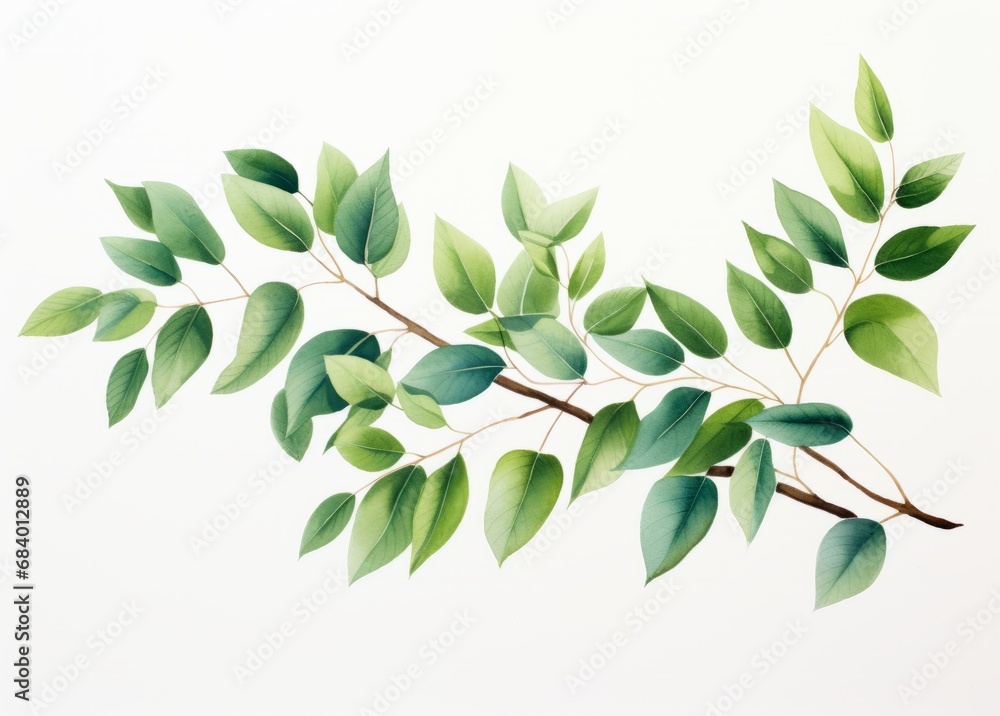 Unveiling the Beauty of Nature: Fresh Green Leaves on a Vibrant Branch Generative AI