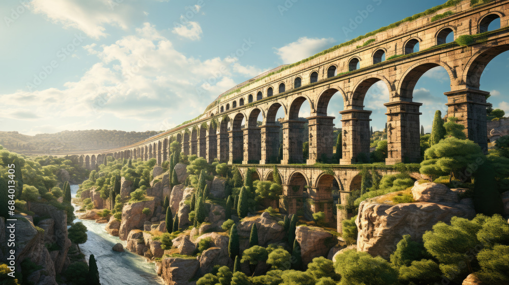 a historic water aqueduct - obrazy, fototapety, plakaty 