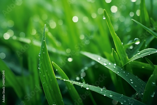 Experience the Magic: Dewdrops Sparkling on Lush Green Fields Generative AI
