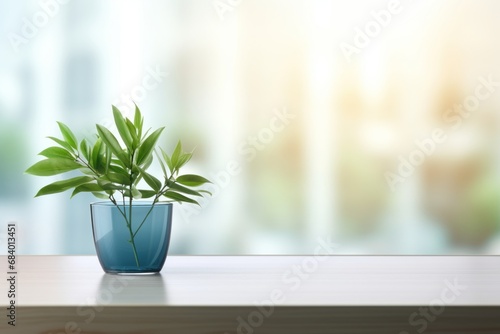 Unlock Serenity: Office Space Design with Refreshing Green Plants Generative AI