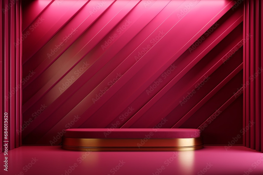 Embrace Luxury: Striking Pink and Gold Striped Wall Design Transforming Interiors! Generative AI