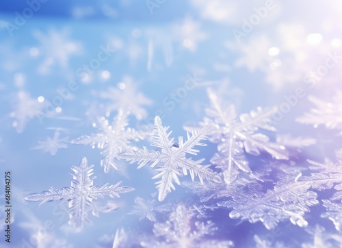 Winter's Symphony: Stunning Display of Snowflakes Against a Blue Sky Generative AI