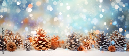 Mesmerizing Dance of Snowflakes and Pine Cones  A Winter Wonderland Unveiled  Generative AI