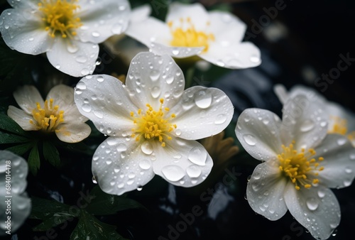Dew-Kissed Elegance  An Up-Close Encounter with Pristine White Blooms Generative AI