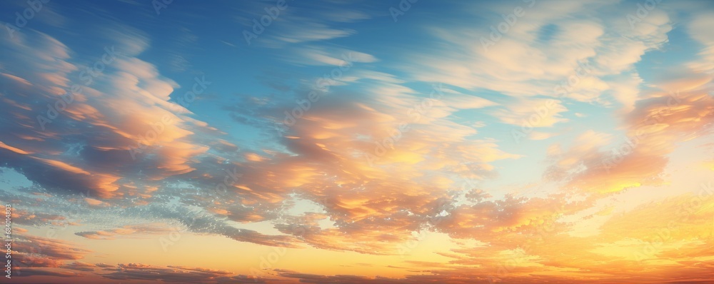Mesmerizing Dance of Blues: A Stunning Sunset Sky Display Generative AI