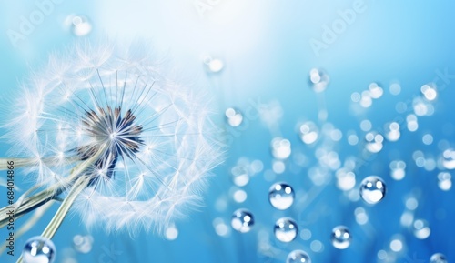 Captivating Beauty: Close-Up Dandelion Flower Illuminated by Blue Light Generative AI