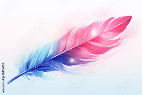 Stunning Close-Up of Blue & Pink Feather with Dew: Uncover Nature's Artistic Mastery! Generative AI