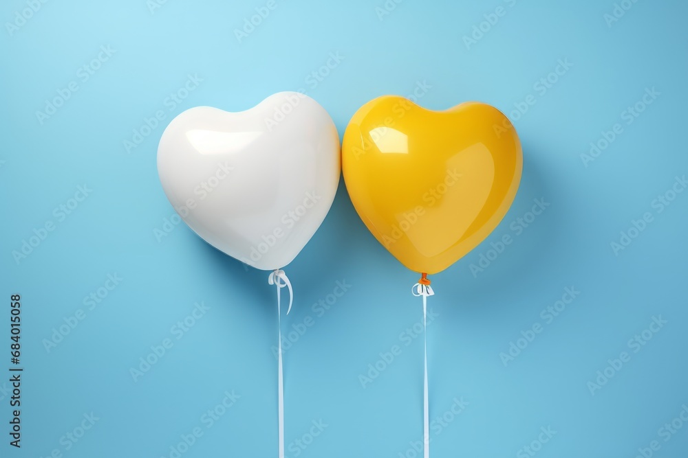 Captivating View of 3 Heart-Shaped Balloons in Serene White & Blue Skies Generative AI