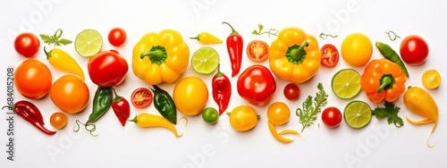 Rainbow Harvest: A Spectacular Spectrum of Vibrant Tomatoes and Peppers Generative AI © monsifdx