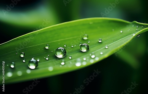 Stunning Illumination: Dew Drop On Green Leaf, An Epitome Of Nature's Tranquility Generative AI