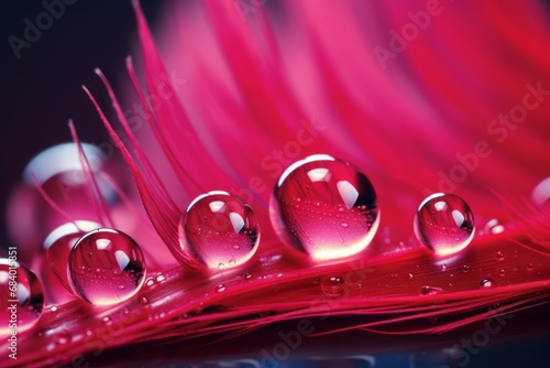 Dew-Kissed Crimson Feathers: A Mesmerizing Encounter with Nature's Beauty Generative AI