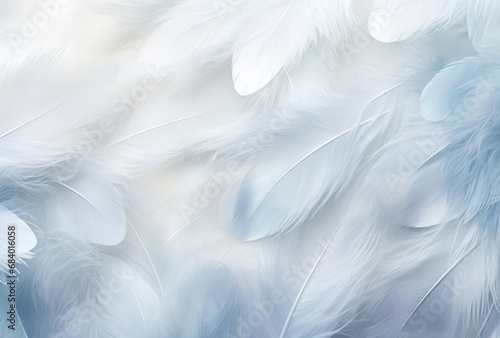 Stunning Display: Ethereal Dance of White Feathers in the Sky Generative AI photo