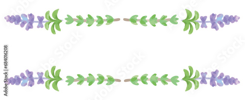 アロマに使われるハーブ・植物のイラスト・フレーム。水彩風ベクター素材